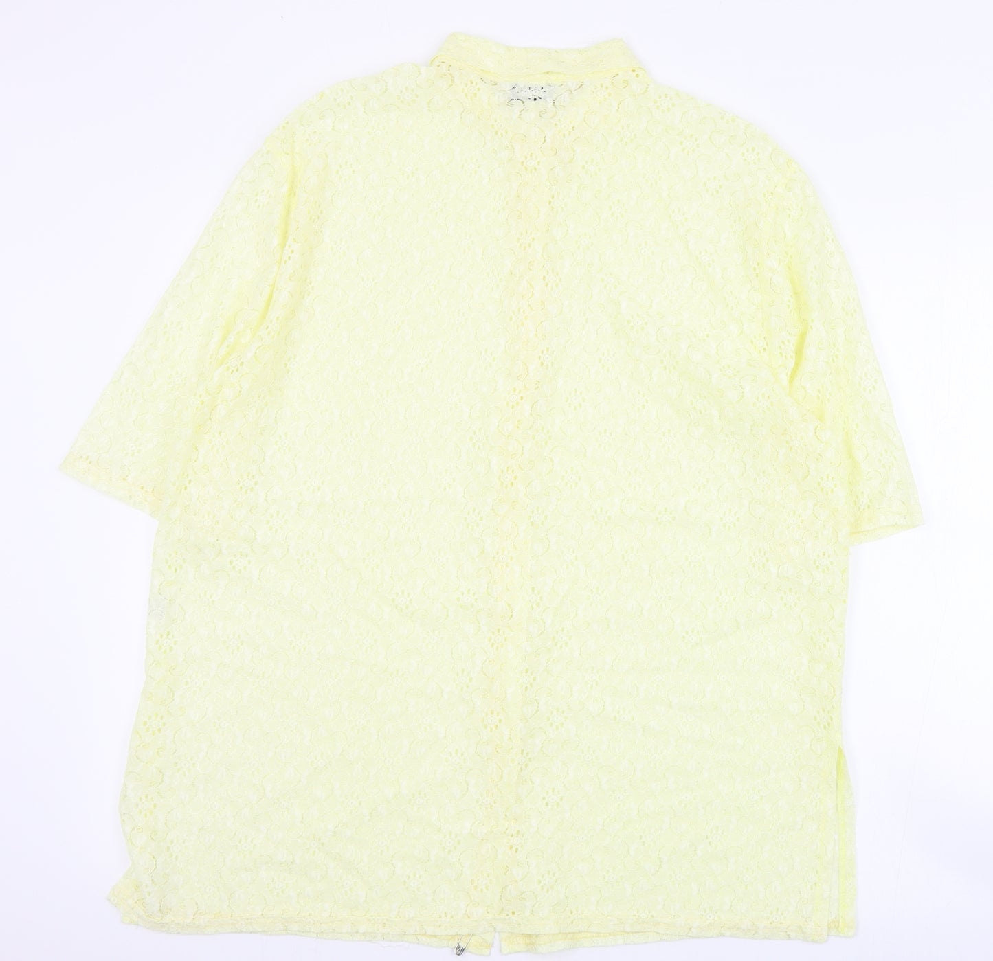 Ekshe Womens Yellow  Cotton Basic Button-Up Size 22 Collared
