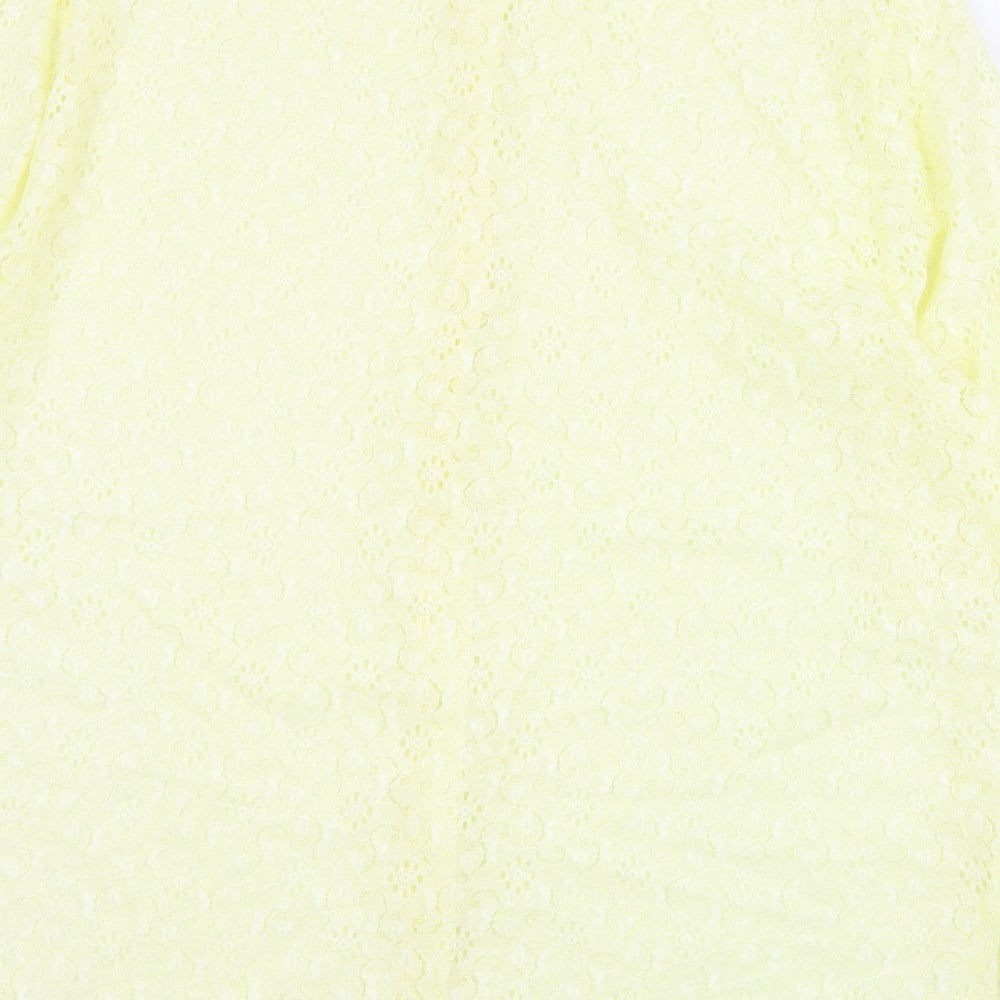 Ekshe Womens Yellow  Cotton Basic Button-Up Size 22 Collared