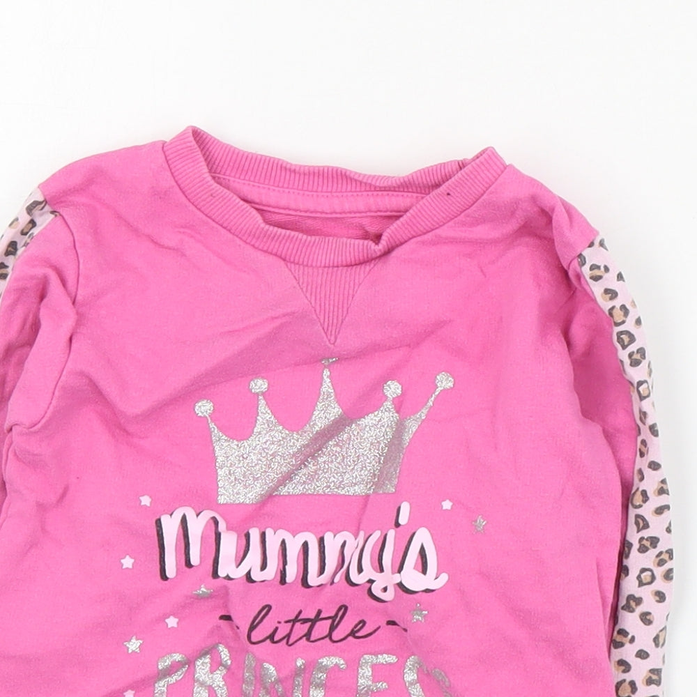 Studio Baby Pink  Cotton Pullover Jumper Size 12-18 Months  Pullover - Slogan
