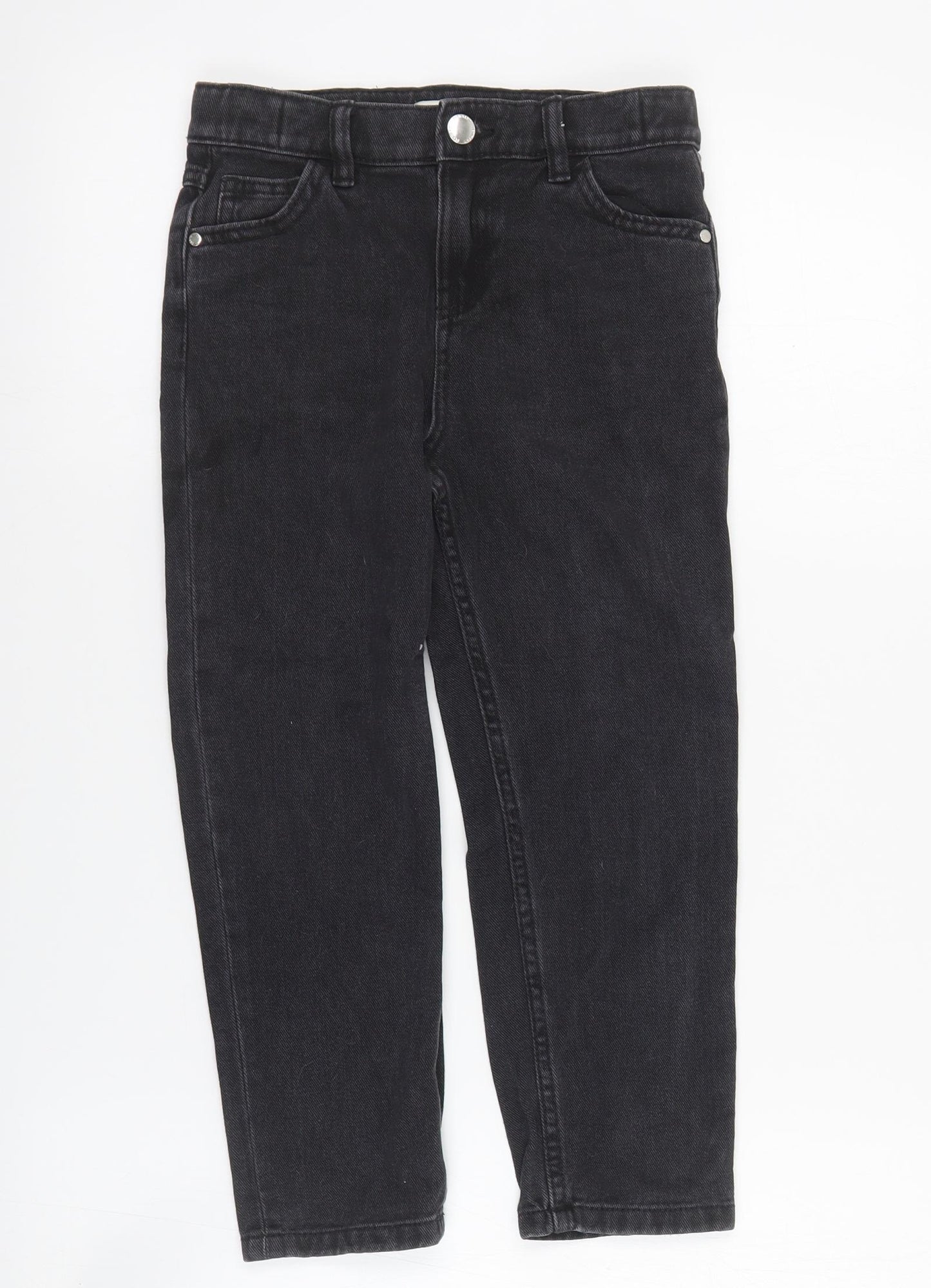 F&F Boys Black  Cotton Straight Jeans Size 6-7 Years  Regular Zip
