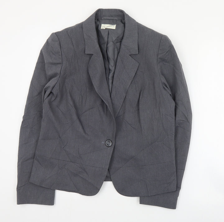Planet Womens Grey Polyester Jacket Suit Jacket Size 14