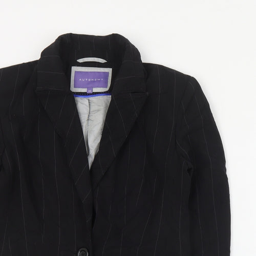 Autonomy Womens Black Striped Polyester Jacket Suit Jacket Size 10