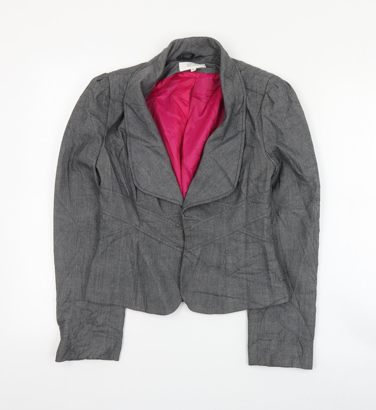 Marks and Spencer Womens Grey   Jacket Blazer Size 8  Hook & Eye