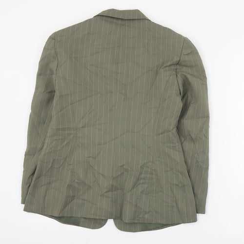Select Womens Green Striped  Jacket Blazer Size 12  Button