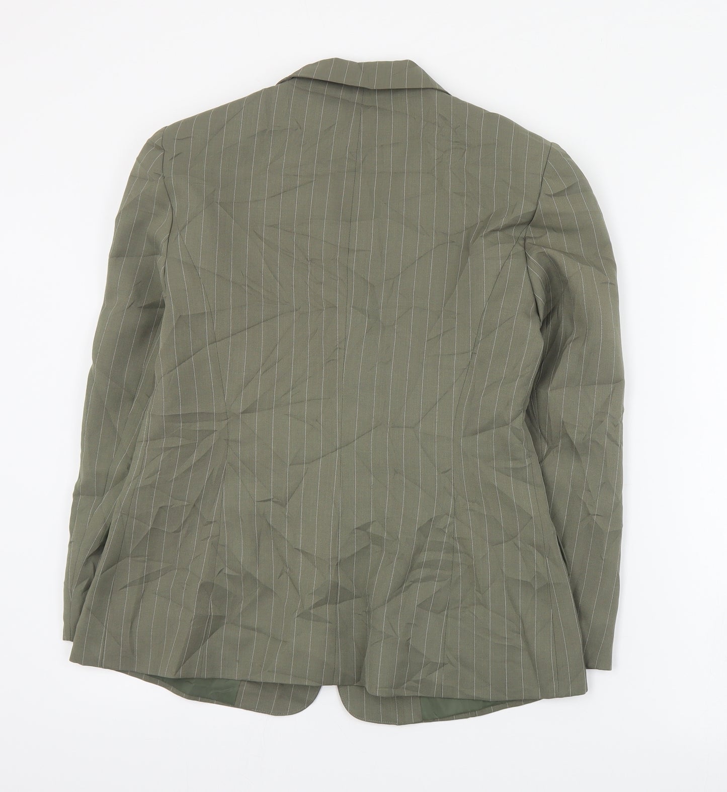 Select Womens Green Striped  Jacket Blazer Size 12  Button