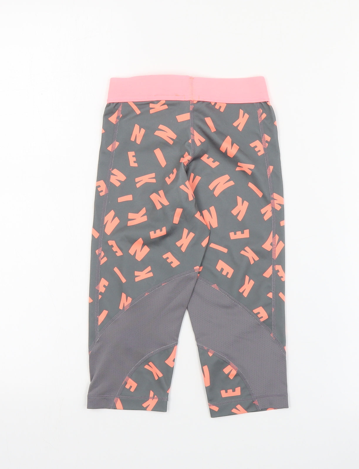 Nike Girls Grey Geometric Polyester Cropped Trousers Size 7-8 Years  Regular Pullover - Leggings