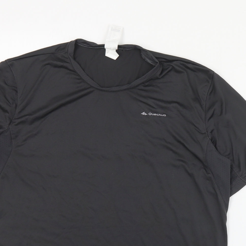 DECATHLON Mens Grey  Polyamide Pullover T-Shirt Size L Round Neck Pullover - Quechua