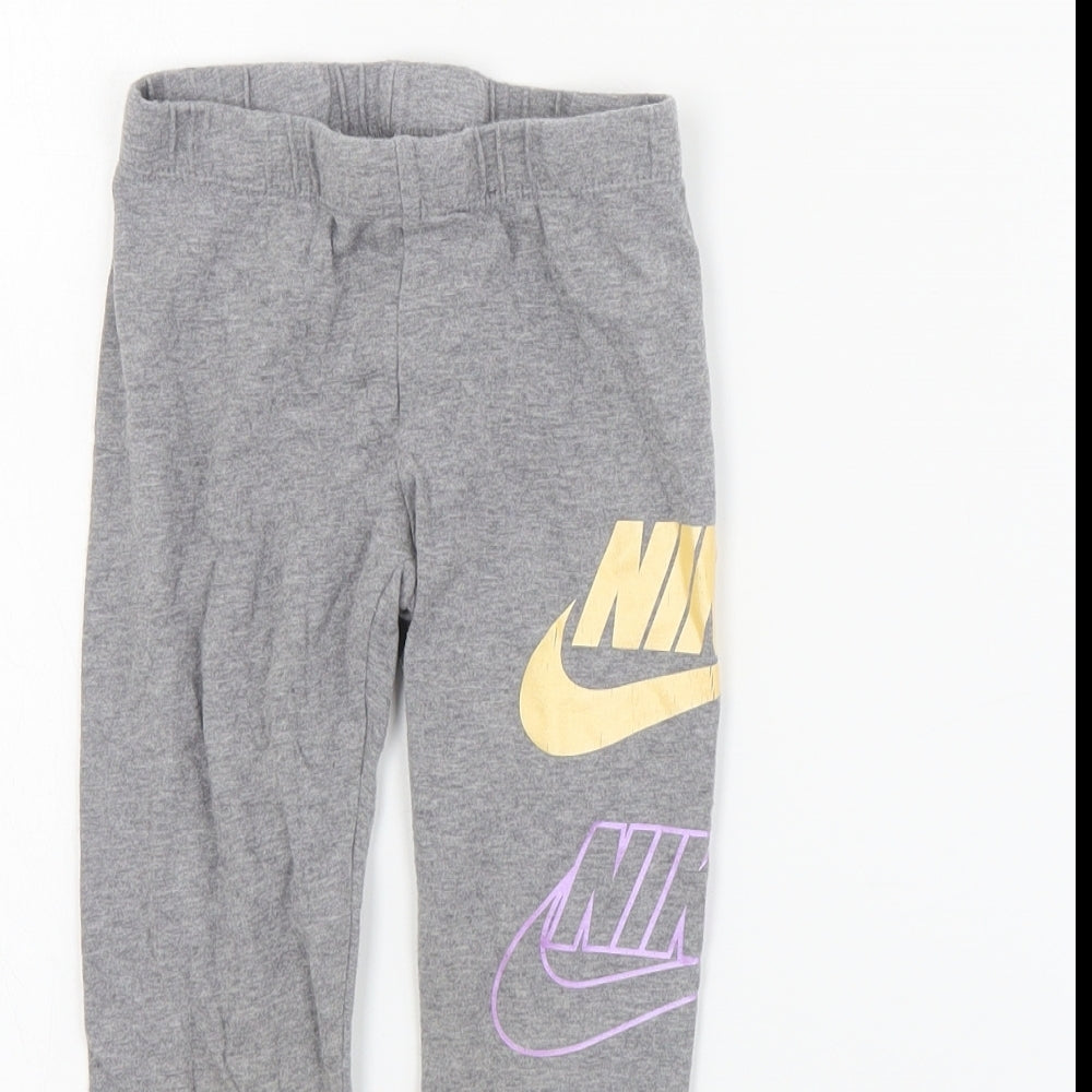 Nike Girls Grey  Cotton Jegging Trousers Size 4-5 Years  Regular Pullover - Leggings
