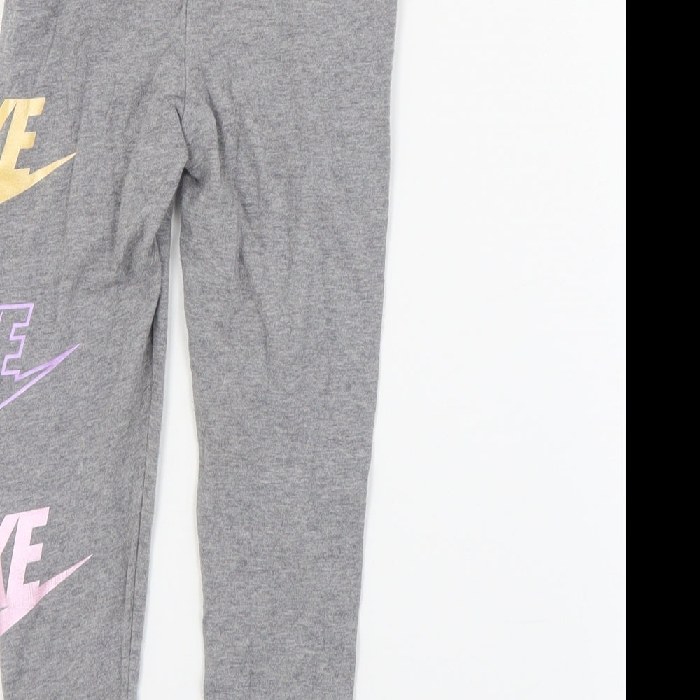 Nike Girls Grey  Cotton Jegging Trousers Size 4-5 Years  Regular Pullover - Leggings