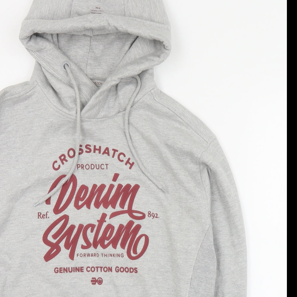Crosshatch Mens Grey  Cotton Pullover Hoodie Size XL
