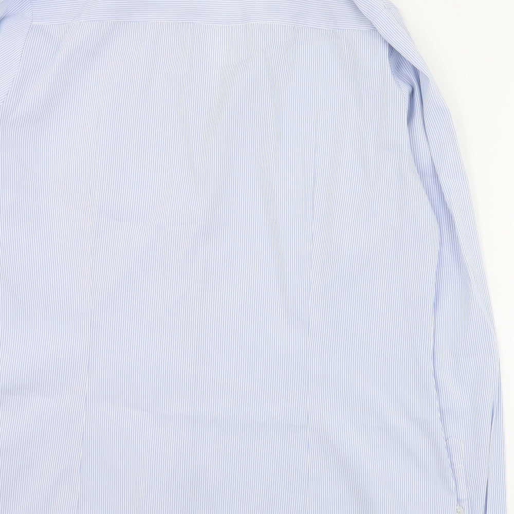 H&M Womens Blue Striped Cotton Basic Button-Up Size 16 Collared