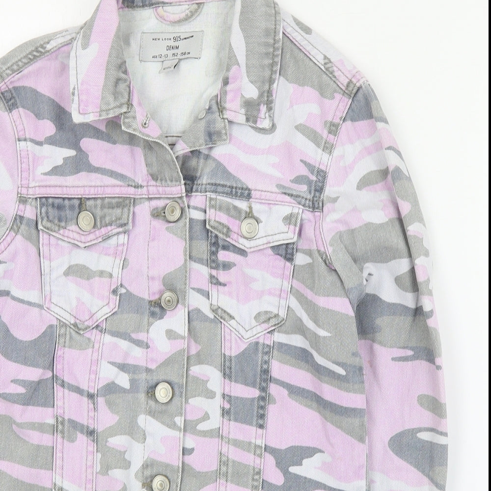 New Look Girls Pink Camouflage  Jacket  Size 12-13 Years  Button