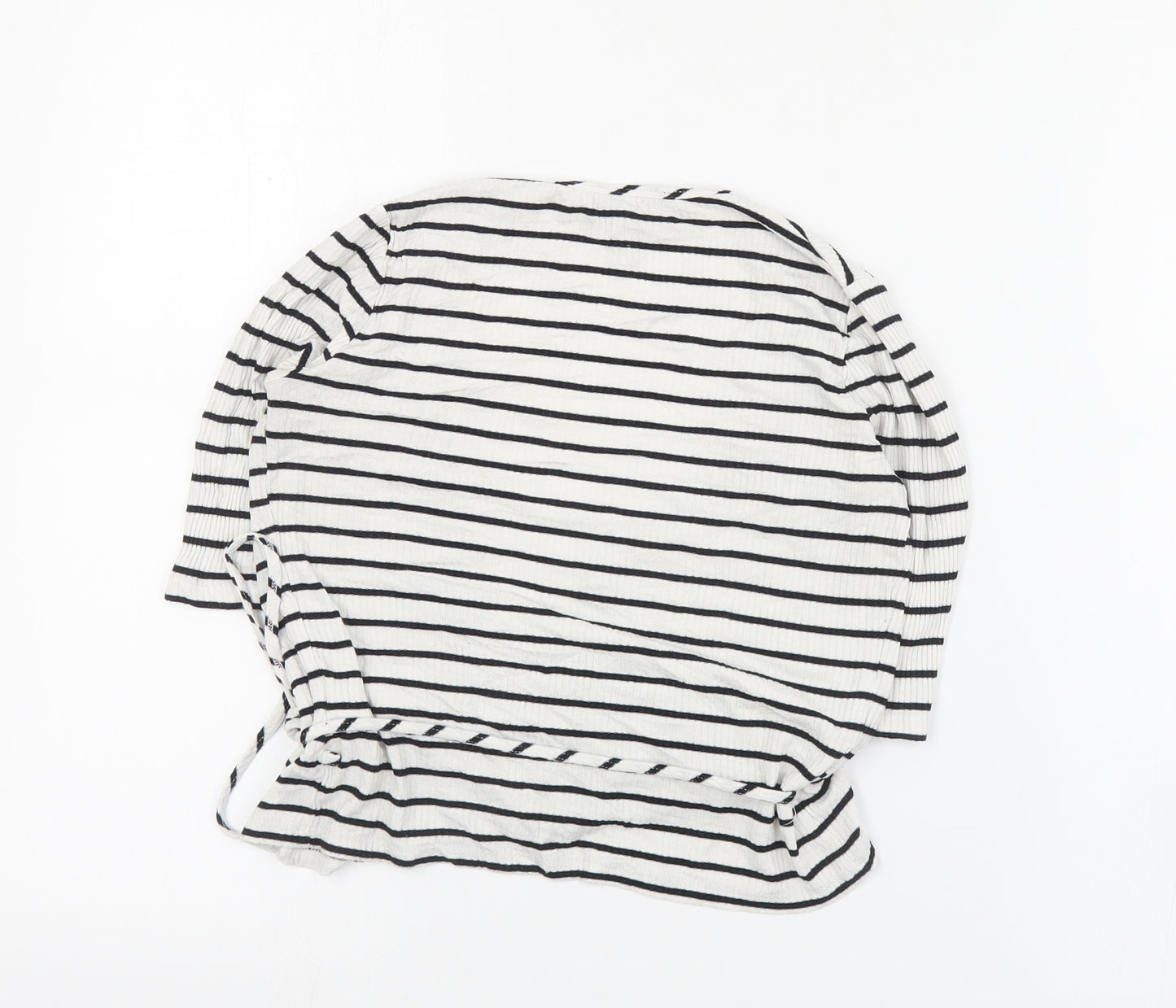 Topshop Womens White Striped Viscose Wrap Blouse Size 8 V-Neck