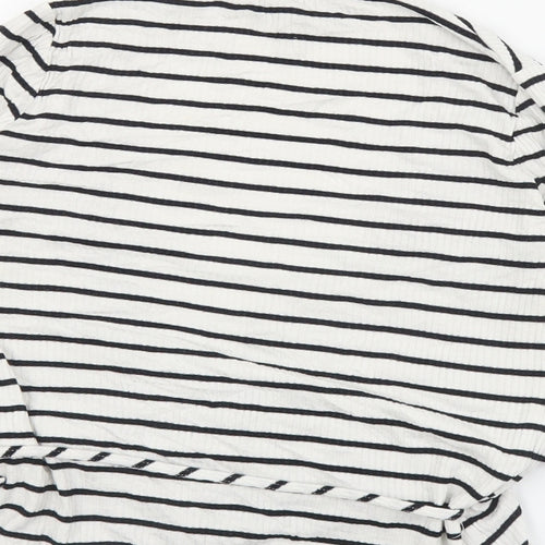 Topshop Womens White Striped Viscose Wrap Blouse Size 8 V-Neck