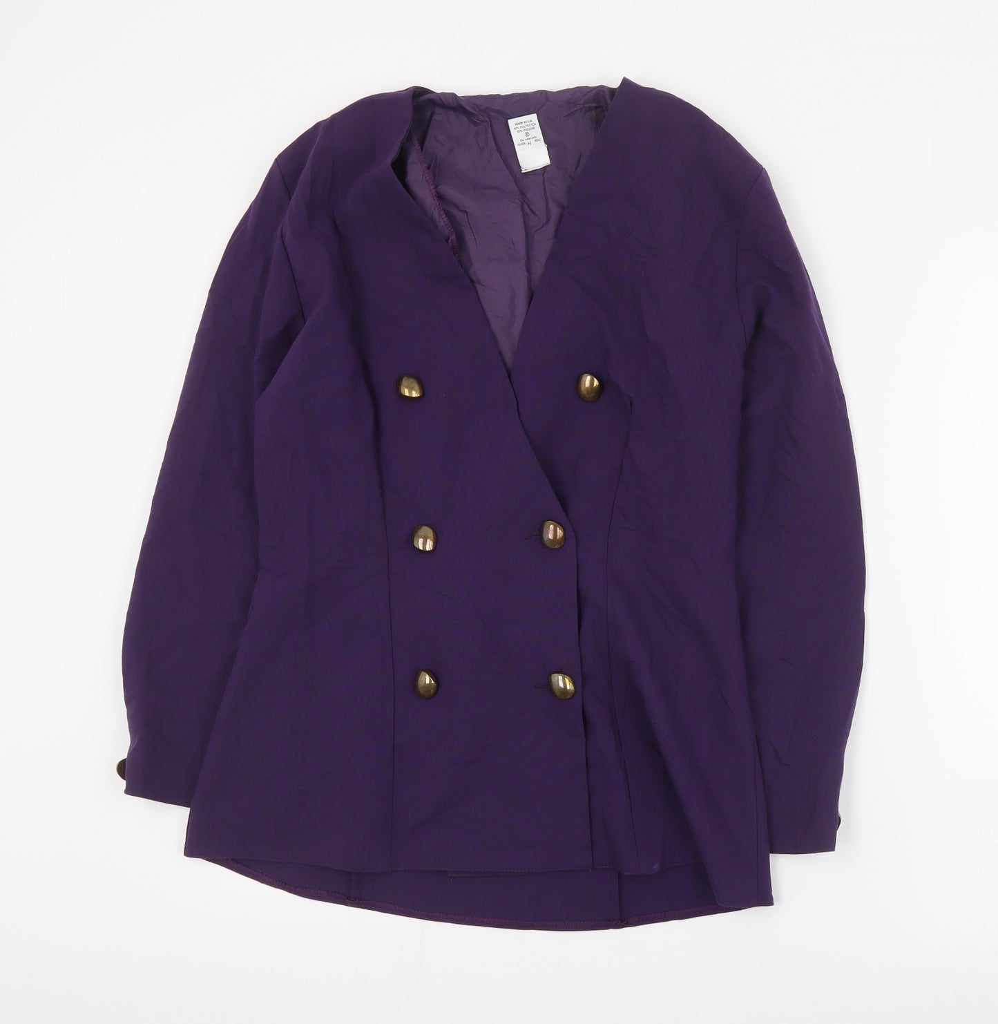 Preworn Womens Purple   Jacket Blazer Size 14  Button