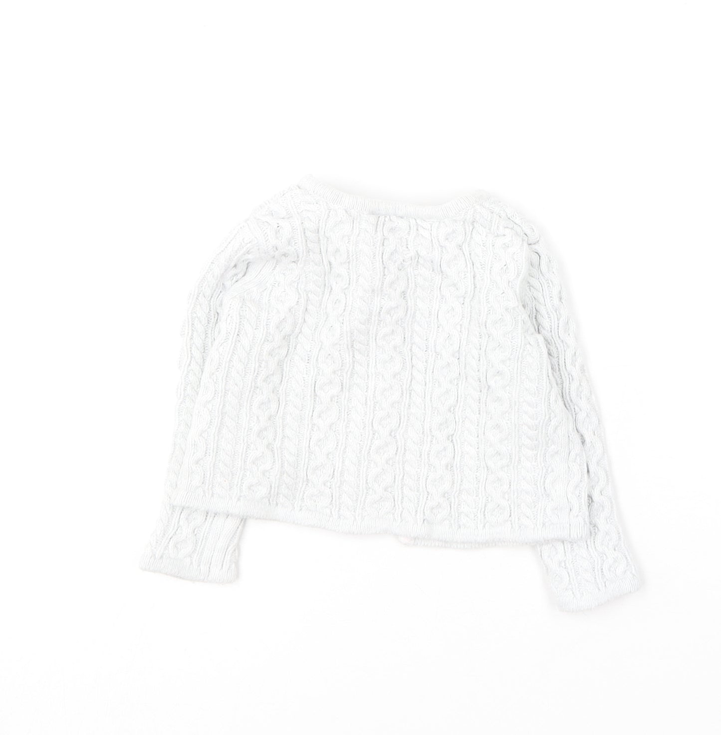 The Little White Company Girls Grey  Cotton Cardigan Jumper Size 6-9 Months