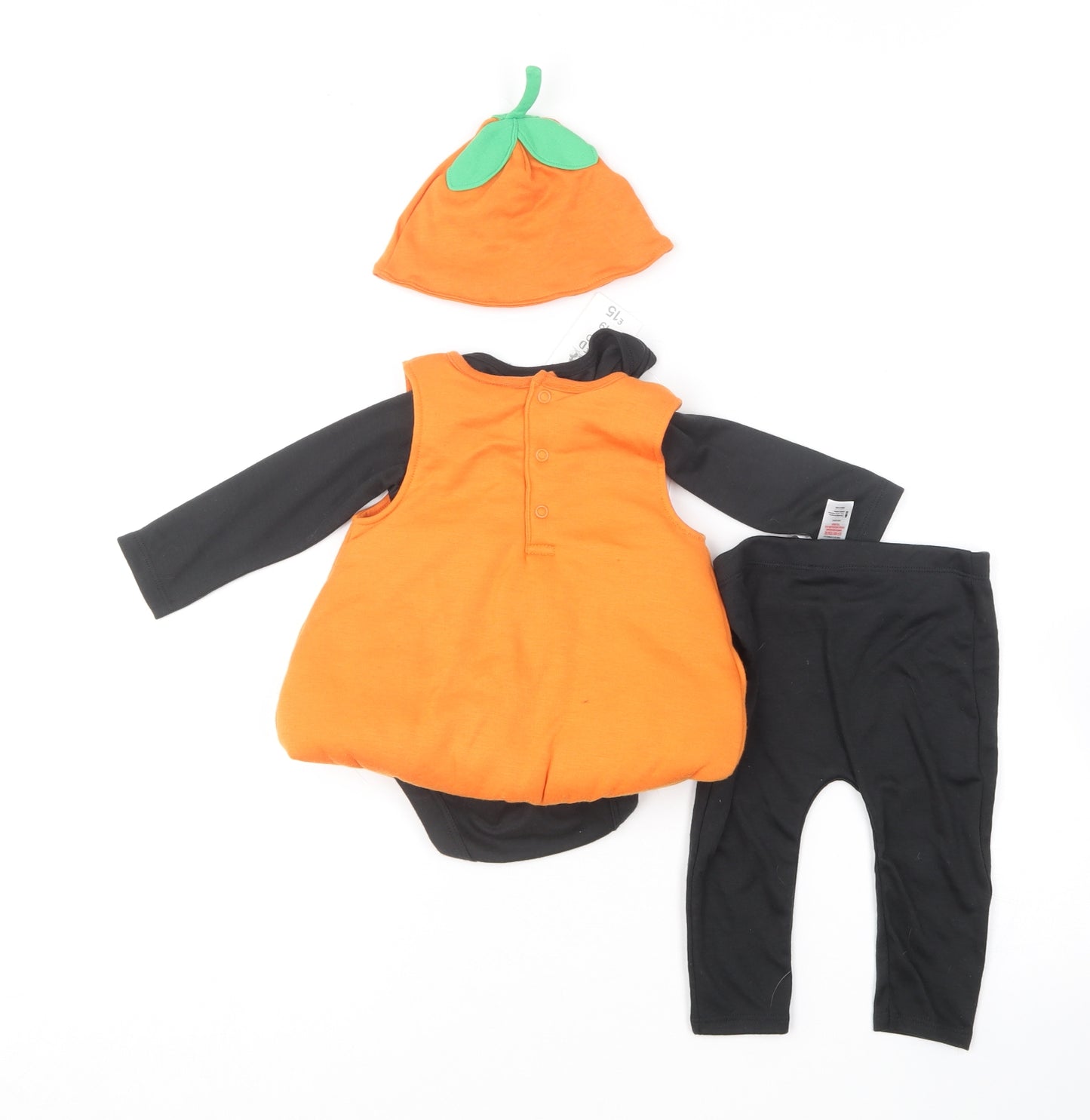 Fred & Flo Baby Orange  Polyester Bodysuit Outfit/Set Size 6-9 Months   - Pumpkin Costume