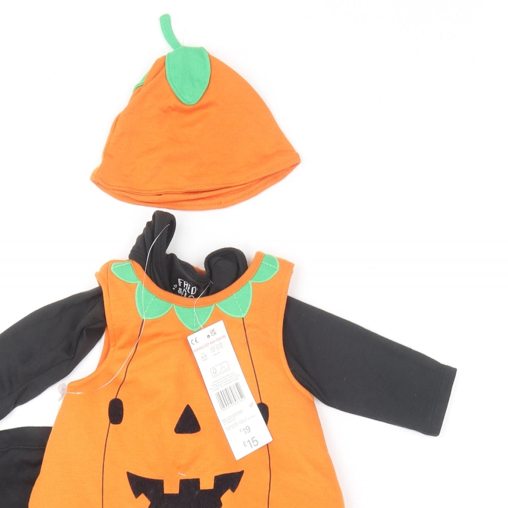 Fred & Flo Baby Orange  Polyester Bodysuit Outfit/Set Size 6-9 Months   - Pumpkin Costume