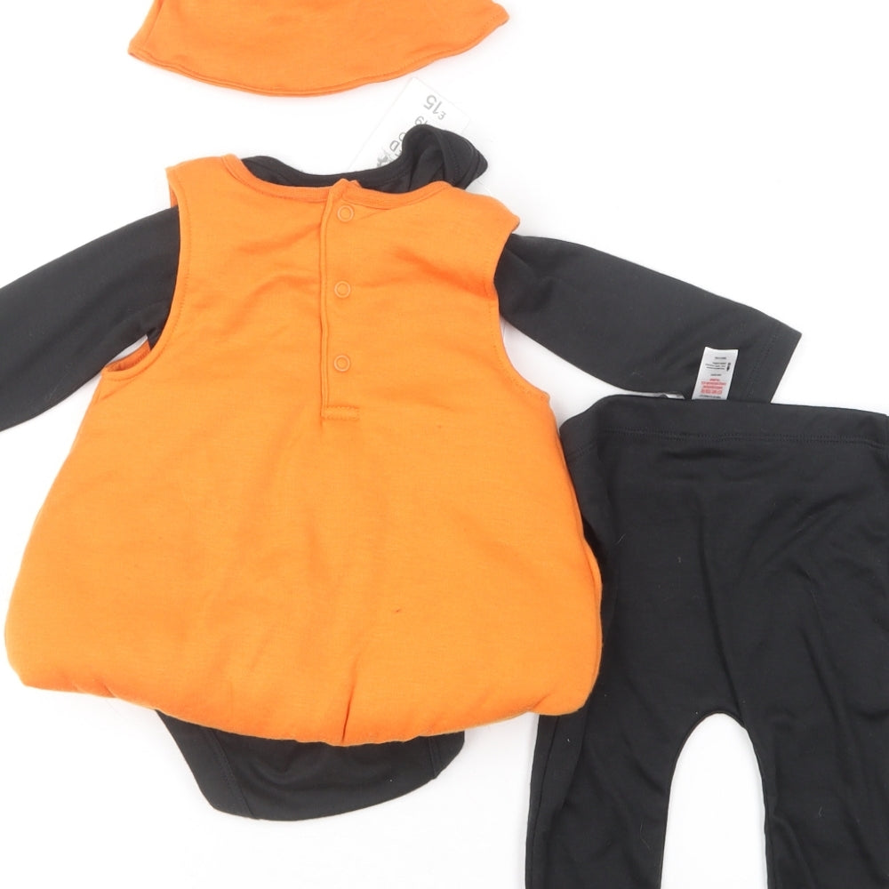 Fred & Flo Baby Orange  Polyester Bodysuit Outfit/Set Size 6-9 Months   - Pumpkin Costume