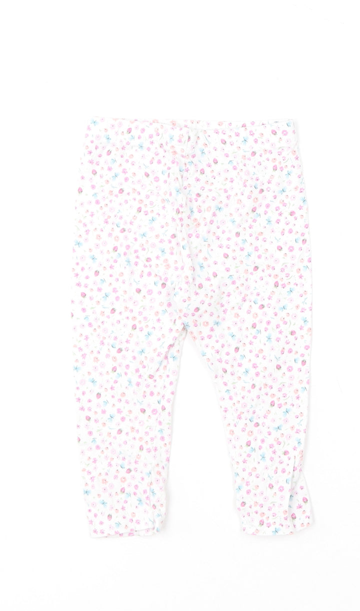 Mothercare Girls Multicoloured Floral Cotton Jogger Leggings Size 6-9 Months