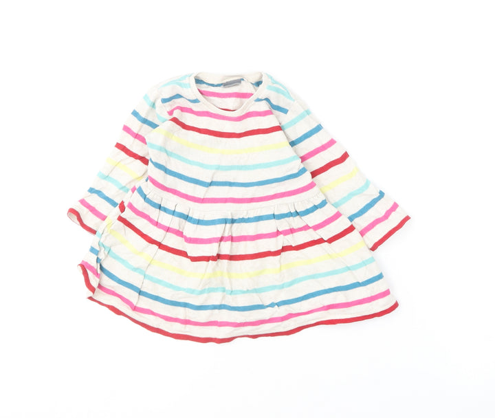 NEXT Girls Multicoloured Striped Cotton Skater Dress  Size 6-9 Months  Round Neck