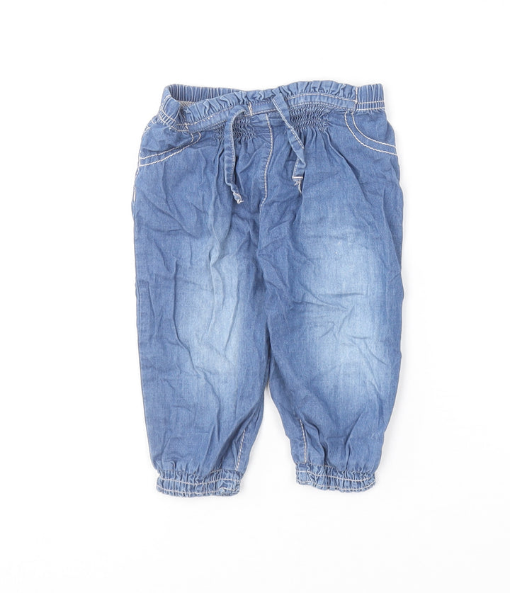 F&F Baby Blue Cotton Jogger Trousers Size 6-9 Months