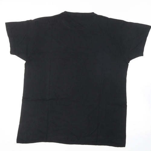 Anbor Mens Black  Cotton  T-Shirt Size 2XL Round Neck