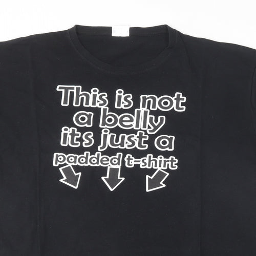 Anbor Mens Black  Cotton  T-Shirt Size 2XL Round Neck