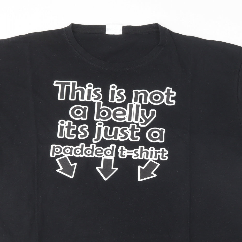 Anbor Mens Black  Cotton  T-Shirt Size 2XL Round Neck