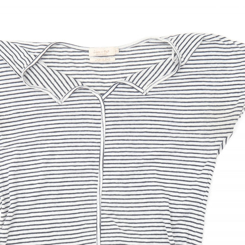 F&F Womens Blue Striped Polyester Basic T-Shirt Size 6 V-Neck