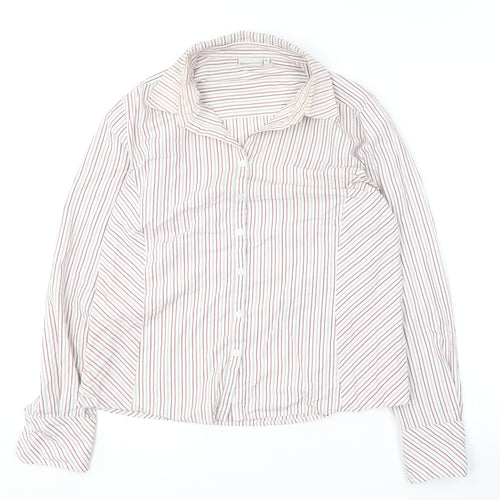 Dimensions Womens Red Striped Cotton Basic Button-Up Size 16 Collared