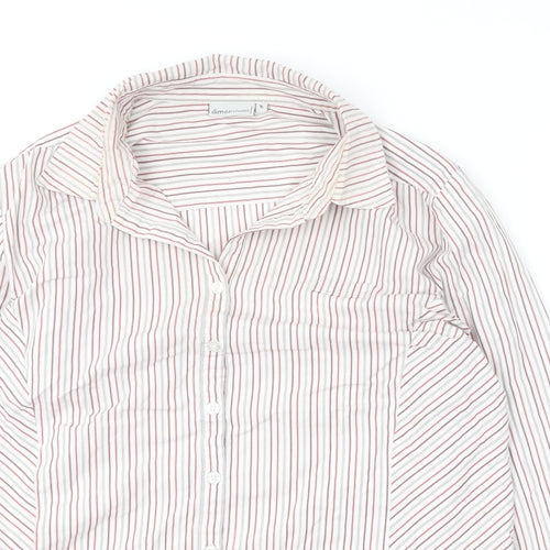 Dimensions Womens Red Striped Cotton Basic Button-Up Size 16 Collared