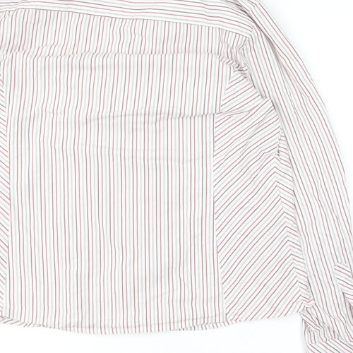 Dimensions Womens Red Striped Cotton Basic Button-Up Size 16 Collared