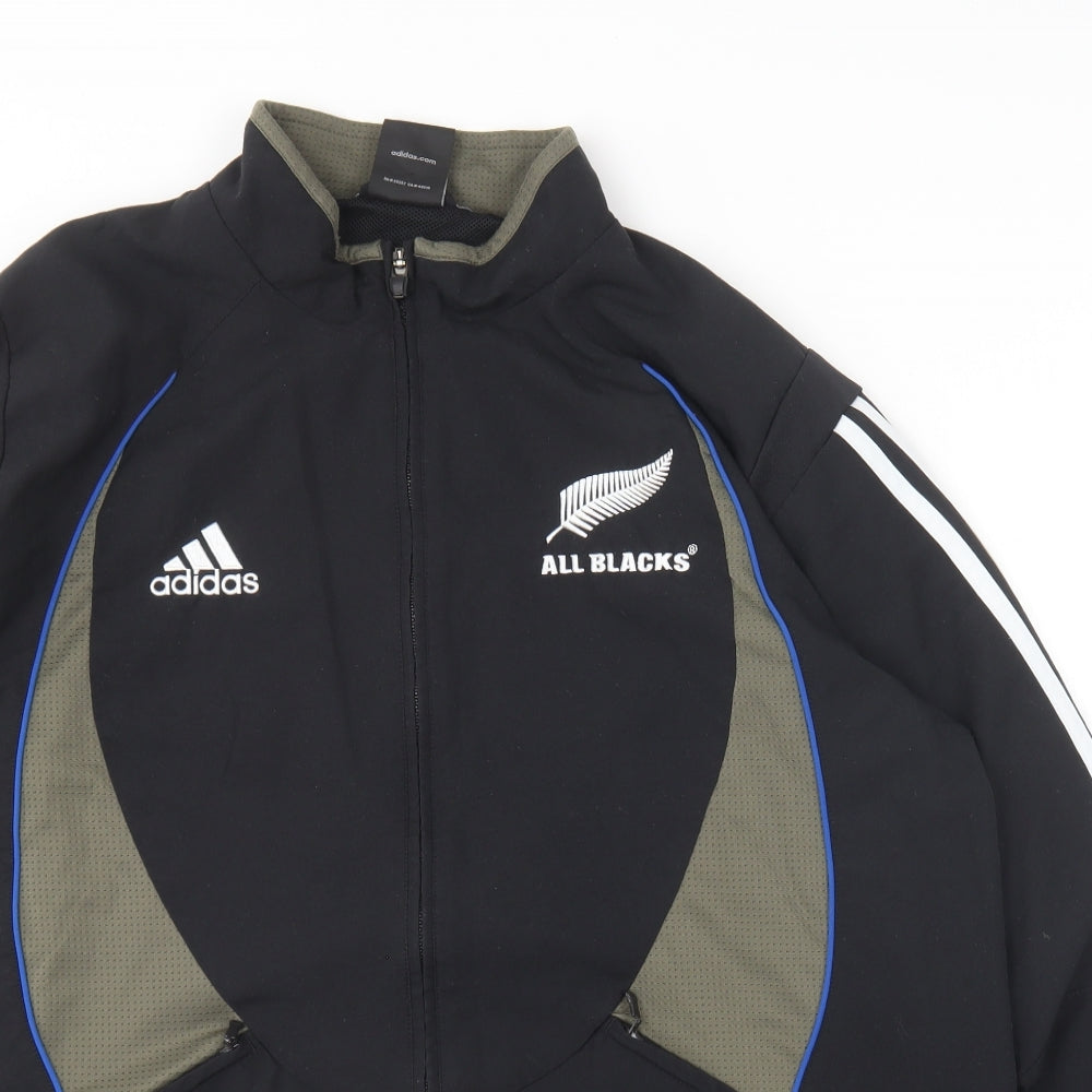 adidas Mens Black  Polyester Full Zip Sweatshirt Size L   - All Blacks Rugby