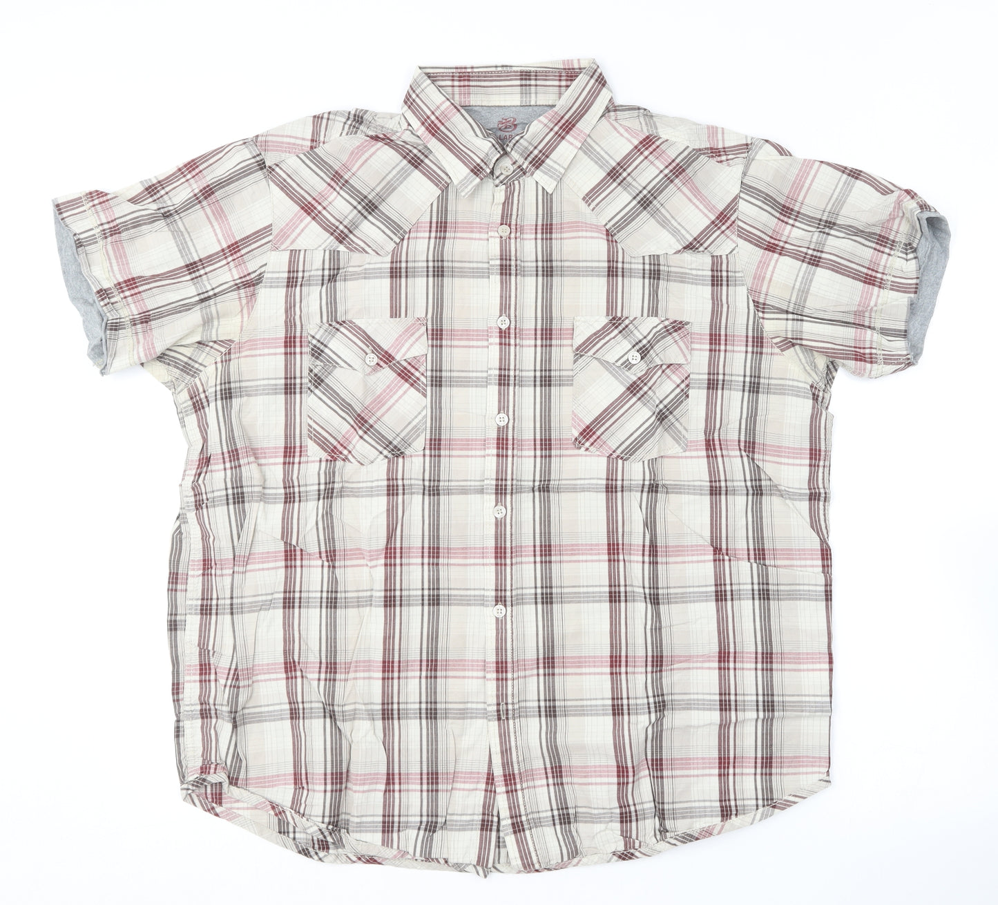Preworn Mens Multicoloured Plaid Cotton  Button-Up Size XL Collared