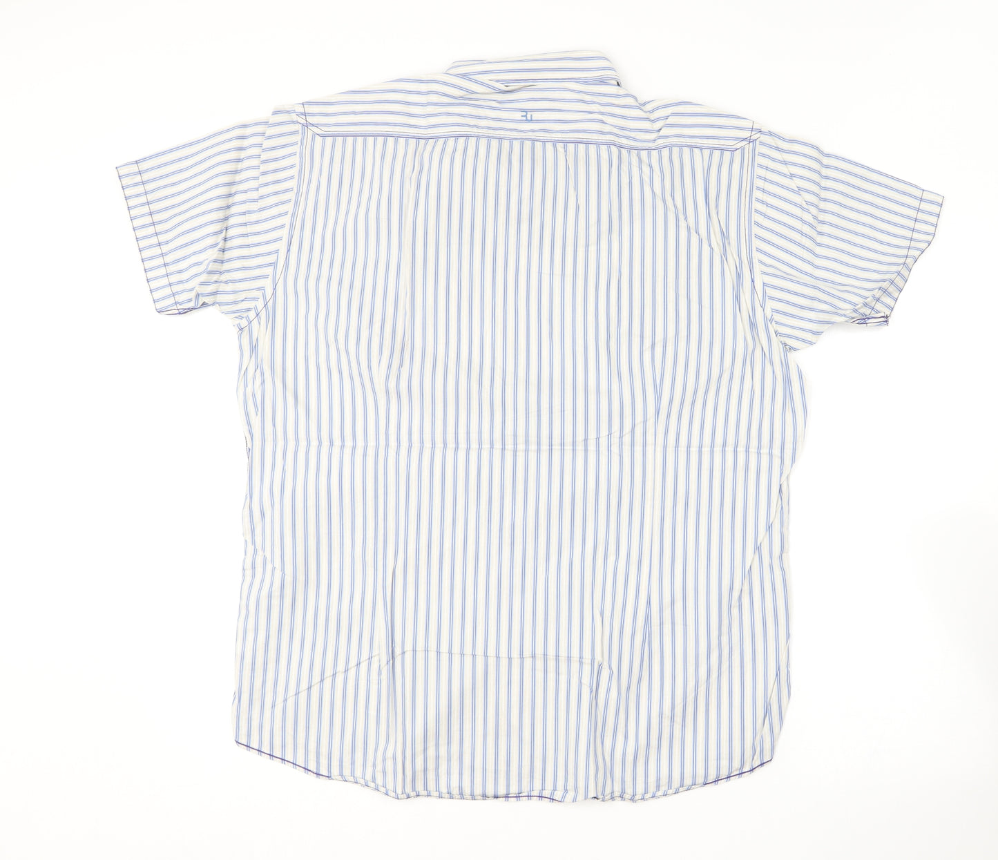 Remus Uomo Mens Blue Striped Cotton  Button-Up Size XL Collared