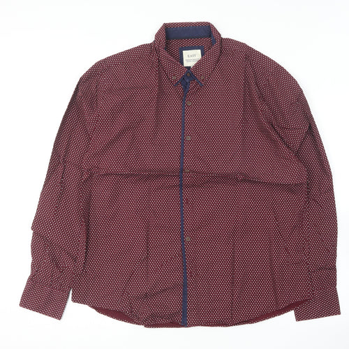 Matalan Mens Purple Geometric Cotton  Button-Up Size XL Collared