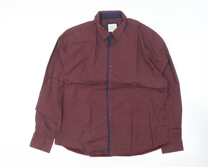 Matalan Mens Purple Geometric Cotton Button-Up Size XL Collared