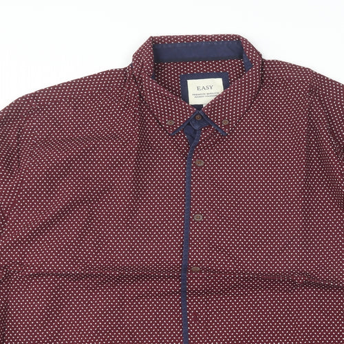 Matalan Mens Purple Geometric Cotton  Button-Up Size XL Collared