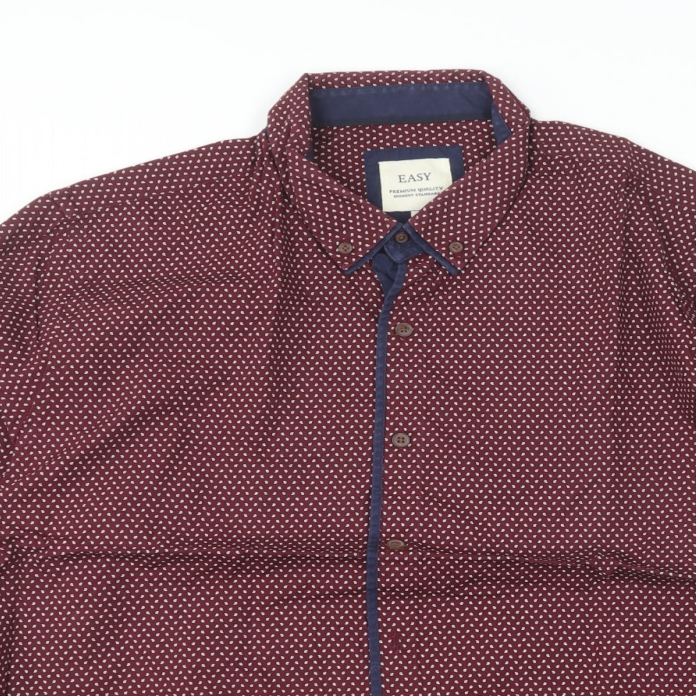 Matalan Mens Purple Geometric Cotton  Button-Up Size XL Collared