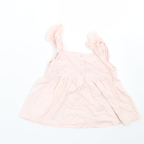 George Girls Pink Floral Cotton A-Line  Size 2-3 Years  Square Neck Button