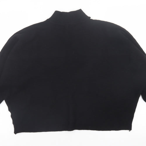 Primark Womens Black High Neck Striped Viscose Pullover Jumper Size XL