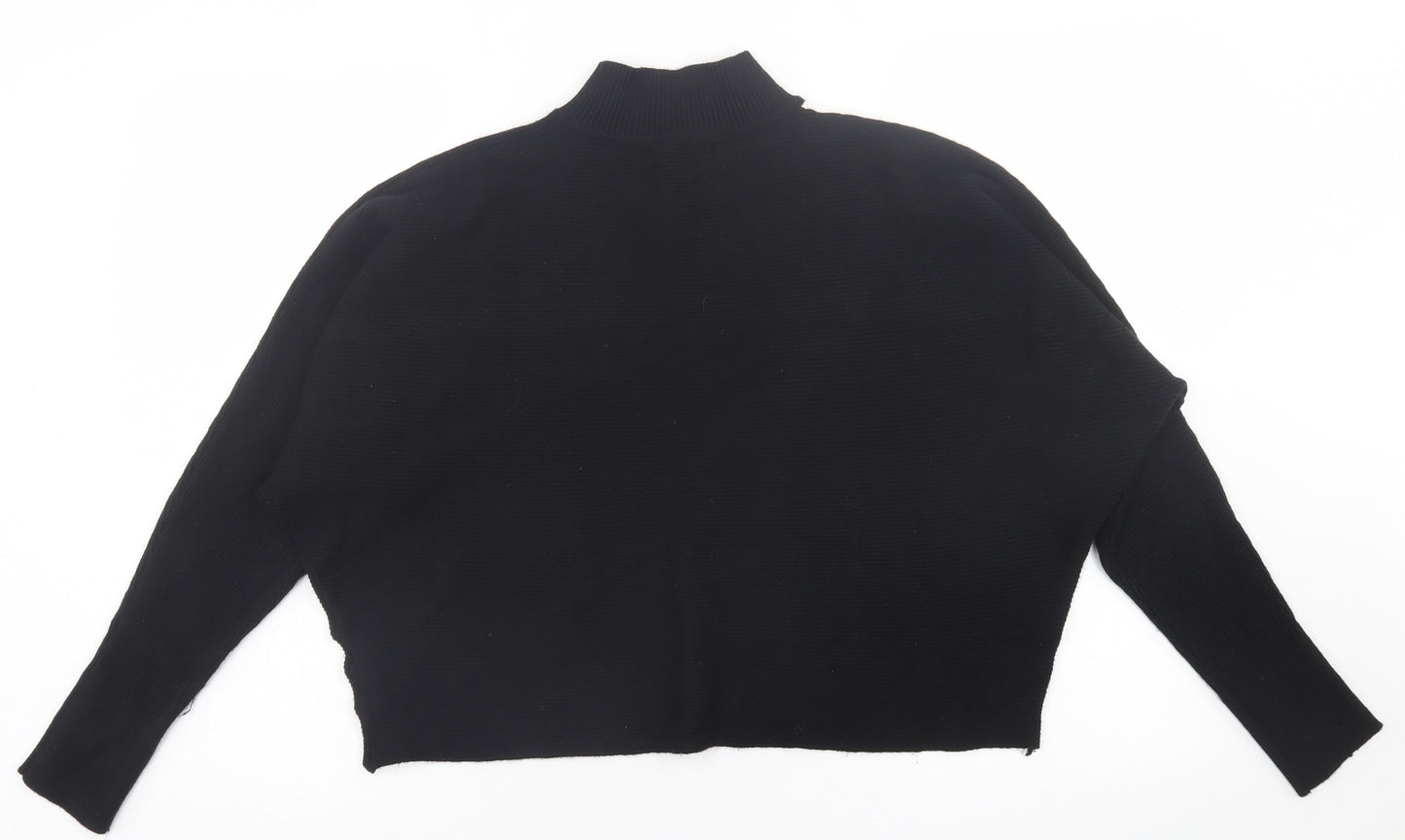 Primark Womens Black High Neck Striped Viscose Pullover Jumper Size XL