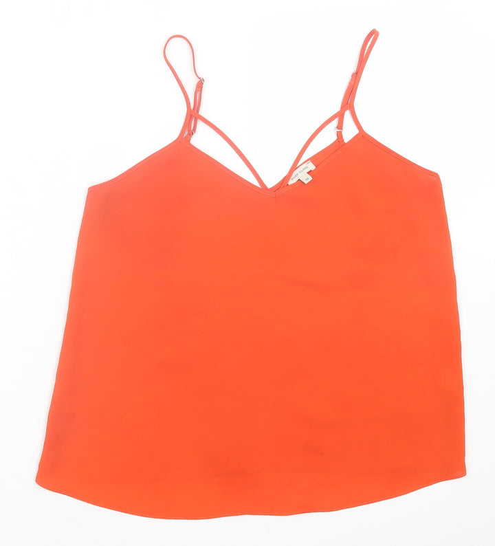 River Island Womens Orange Polyester Basic Tank Size 10 V-Neck