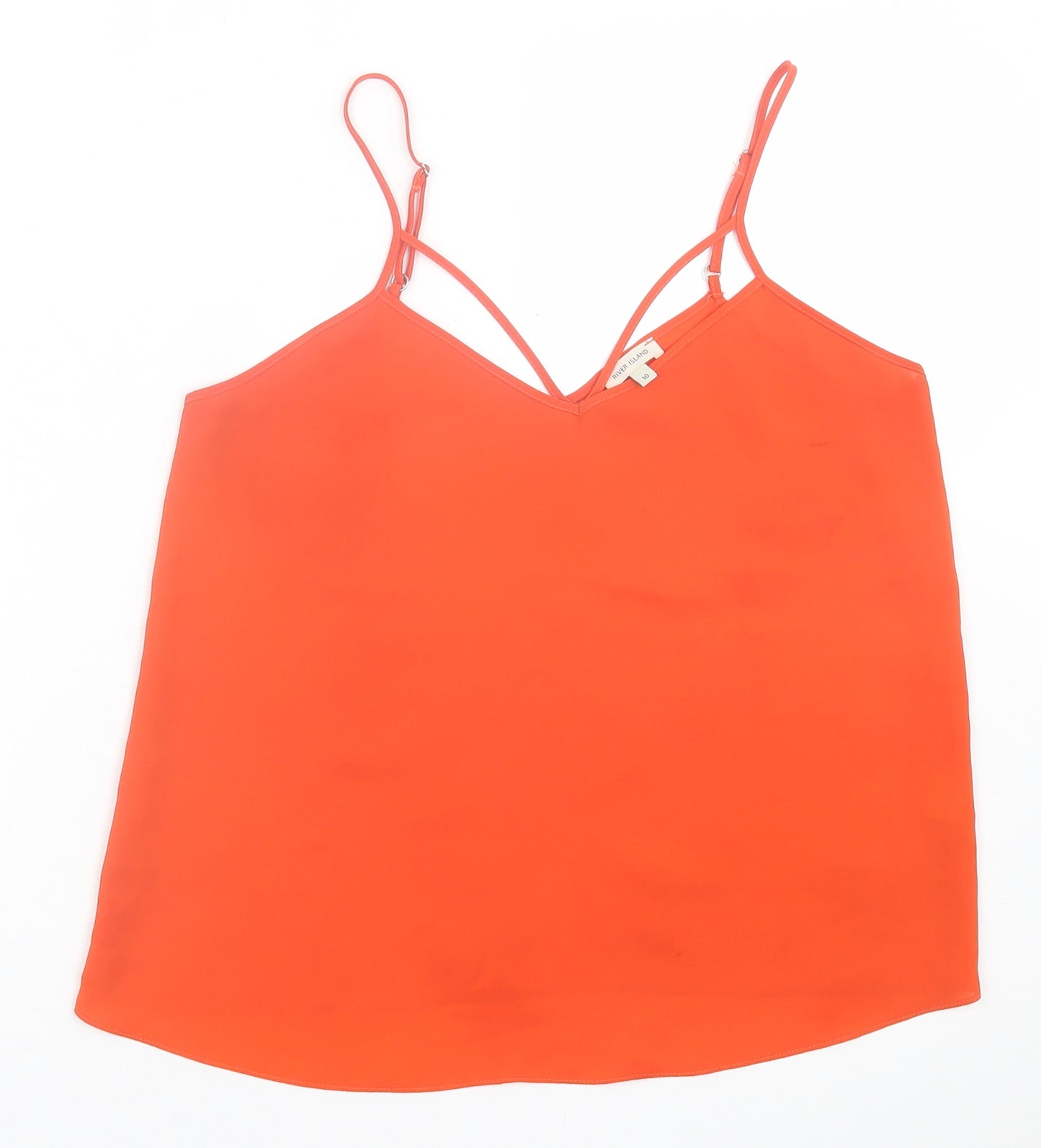 River Island Womens Orange  Polyester Basic Tank Size 10 V-Neck