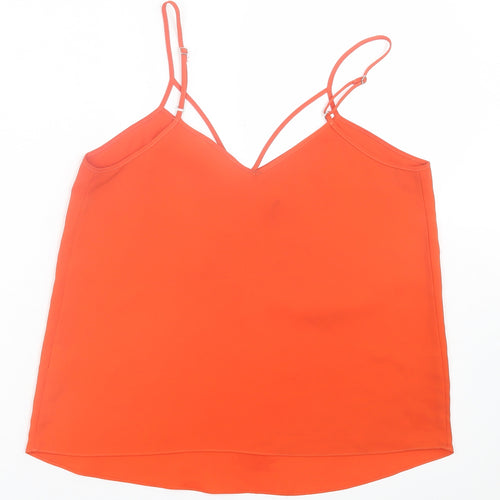 River Island Womens Orange  Polyester Basic Tank Size 10 V-Neck