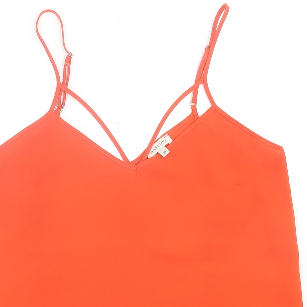 River Island Womens Orange  Polyester Basic Tank Size 10 V-Neck