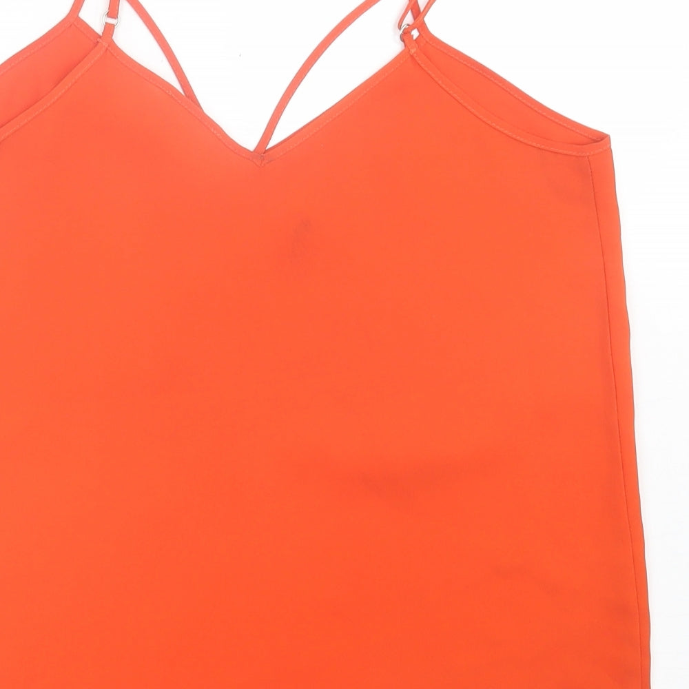 River Island Womens Orange  Polyester Basic Tank Size 10 V-Neck