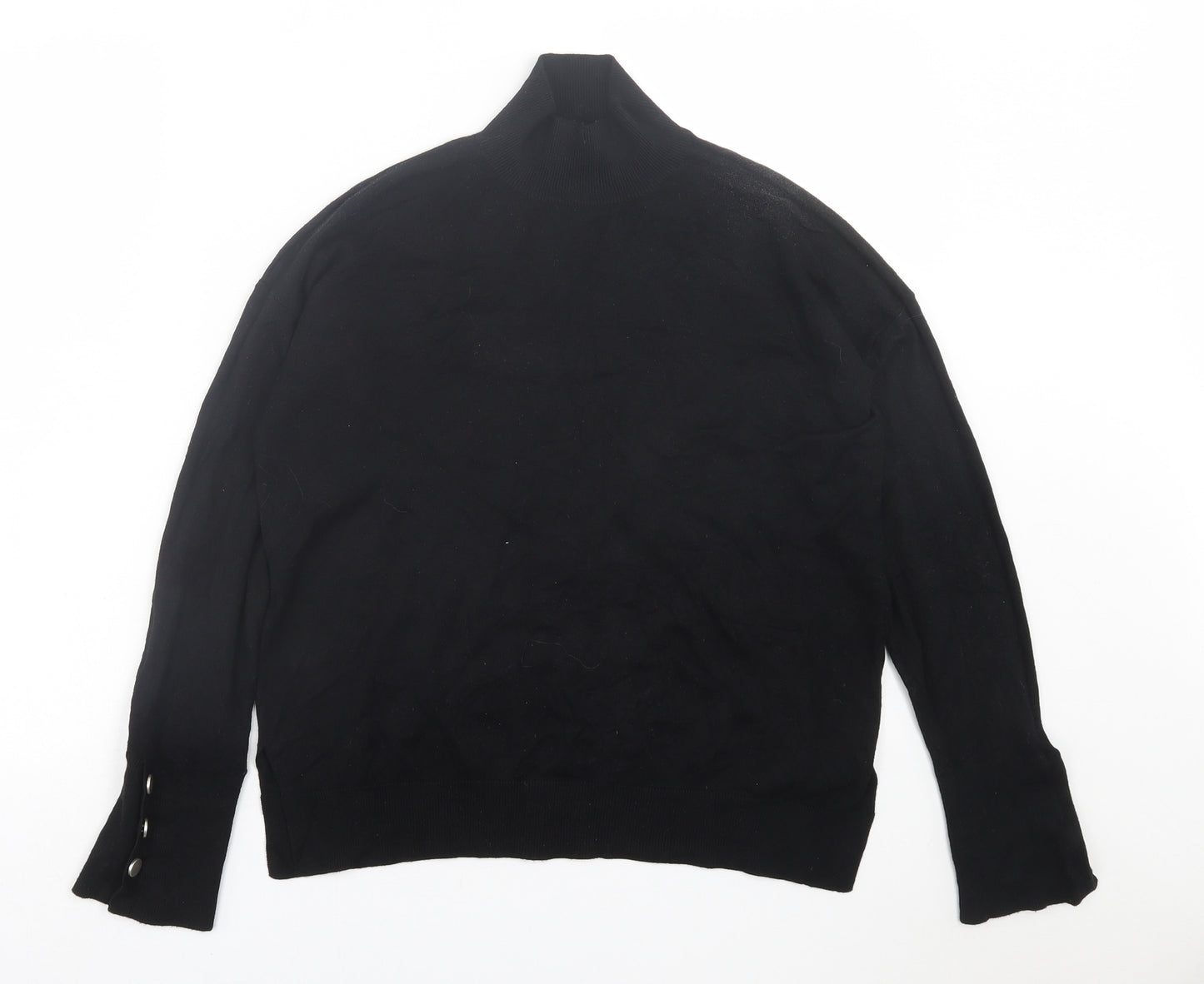 F&F Womens Black High Neck  Viscose Pullover Jumper Size 12