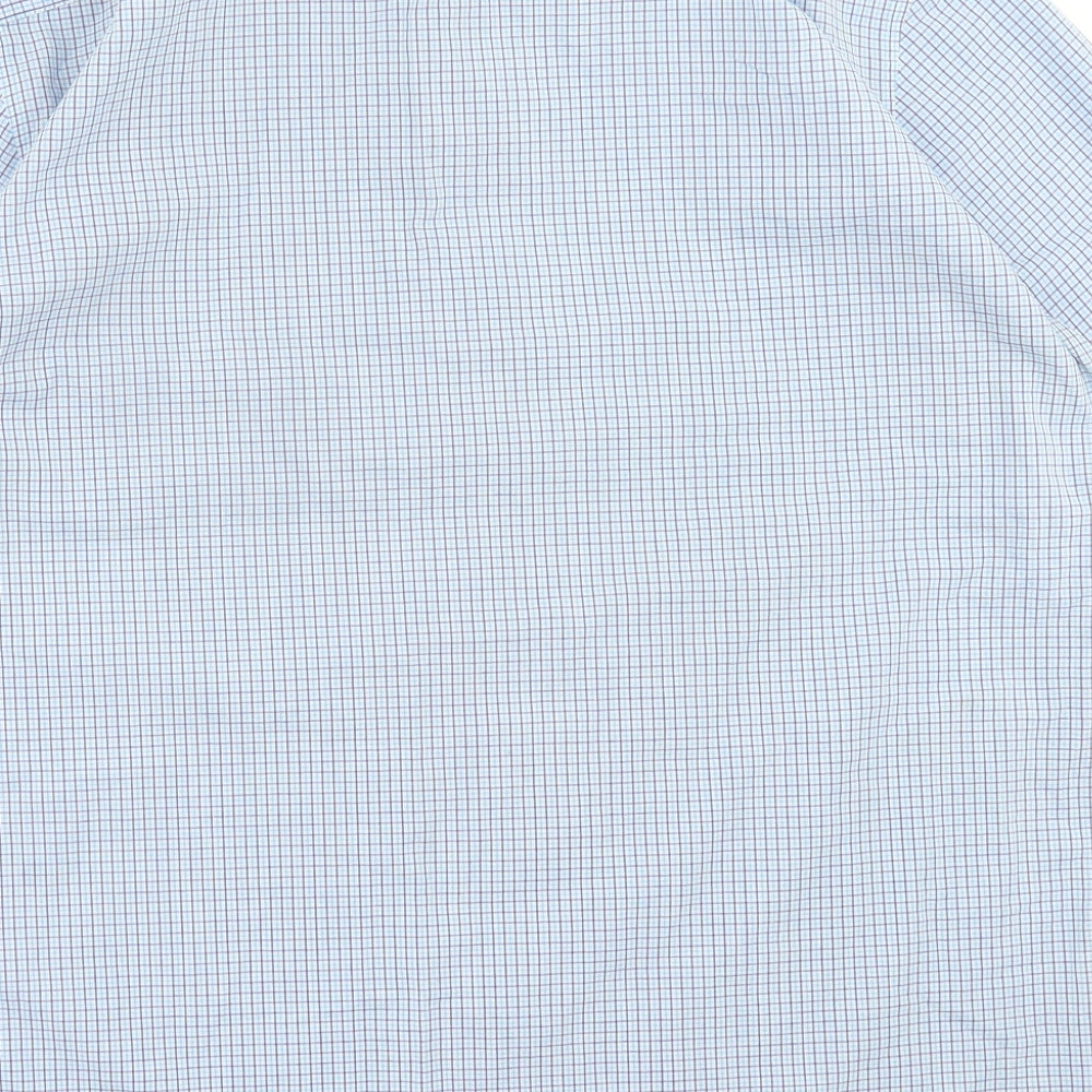 Marks and Spencer Mens Blue Plaid Cotton  Button-Up Size 16.5 Collared Button